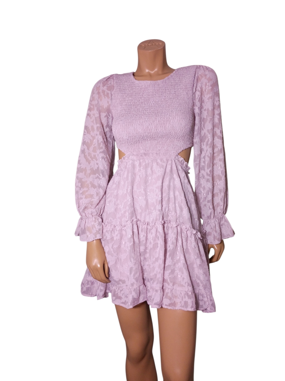 Peach Love California Old‎ Pink Smocked Long-Sleeve Mini Dress